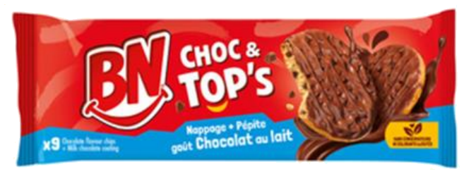 Bolachas Choc Tops cobertos com chocolate de leite x9 150g